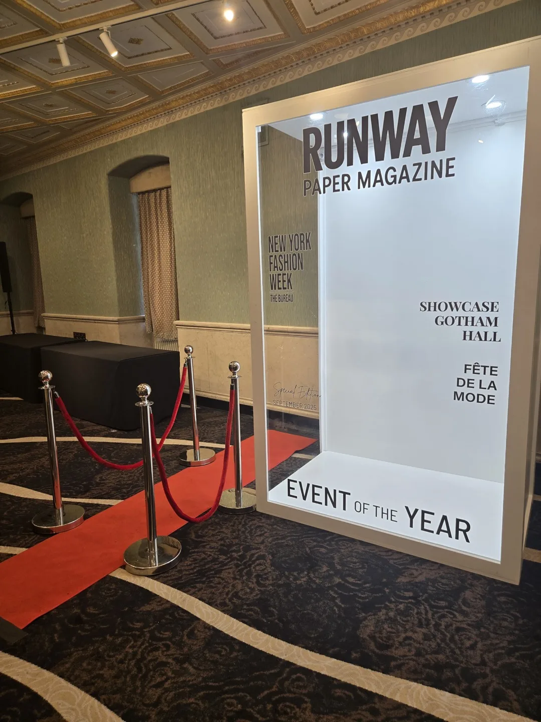 Runway magazine photo booth at NYFW Gotham Hall event